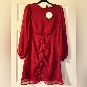 Elegant Long Sleeve Red Dress
